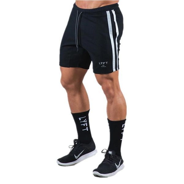 

men's shorts men workout bodybuilding gym sports jogging pocket training short pants side striped breathable sweatpants, White;black