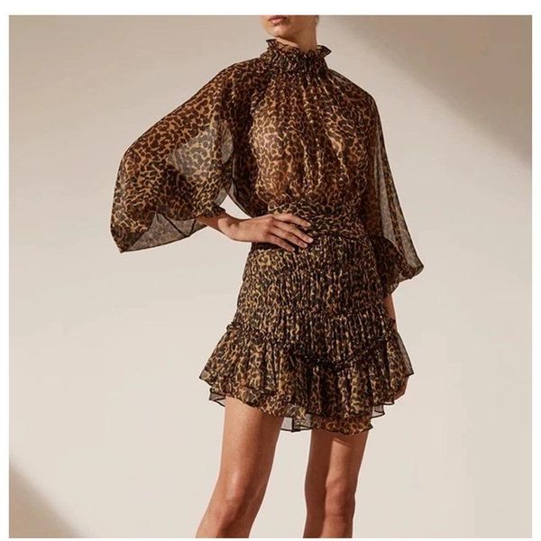 

casual dresses spring vintage perspective floral print dress women long sleeve chiffon a line 2021 summer lady mini party vestidos, Black;gray