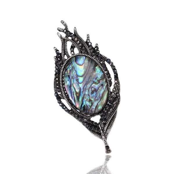 

factory popular fashion temperament natural abalone shell feather brooch christmas