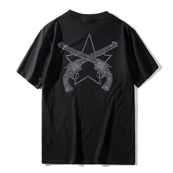 

20ss mens stylist t shirts summer casual short sleeves rhinestone men women tees size s-2xl, White;black