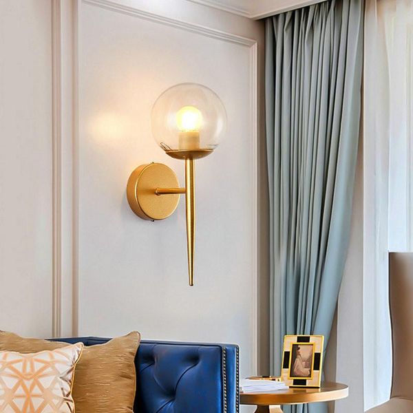 

wall lamp nordic glass iron metal home interior decoration modern light fixture living room bedroom staircase balcony led
