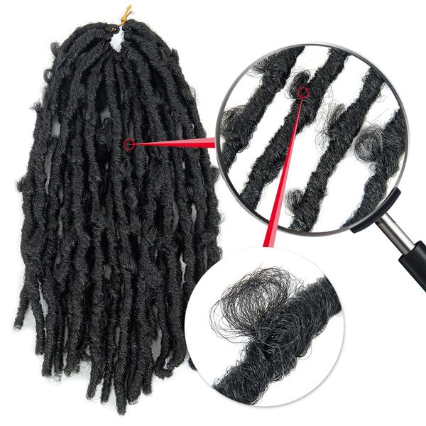 

long synthetic crochet butterfly locs hair extensions 18inch pre looped ombre bug spoted knots crocheted hook 2021 fashions style, Black
