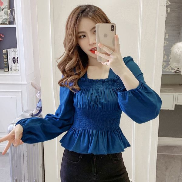 

women 2021 spring autumn elegant blouse female long sleeve square collar chic shirts office lady blouses fashion new blusas a731wjq0, Black