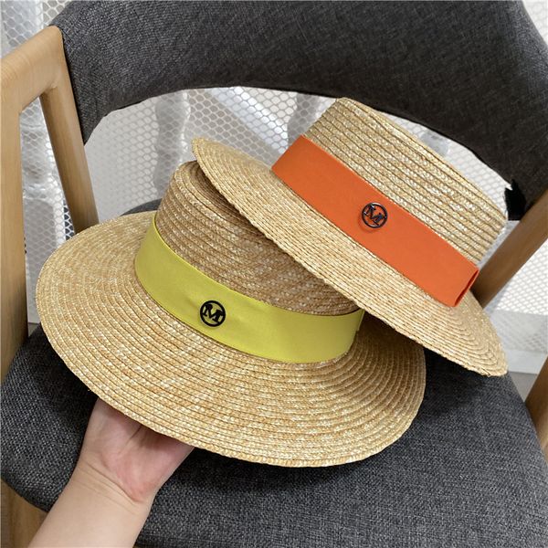 

colorful straw hat with elastic band for outdoor travel summer, Yellow