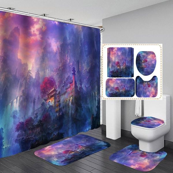 

shower curtains starry sky curtain sets 4 pcs waterproof polyester bathroom mat set carpet toilet rug