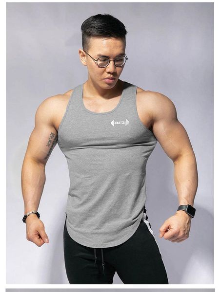 

men' tank muscle brothers 2021 summer sports breathable vest slim fitness basketball sleeveless t-shirt, White;black