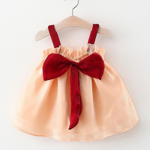 

girl's dresses baby girl clothes princess dress 2021 summer born sweet sling bow vestidos 0-2 years old infant costume, Red;yellow
