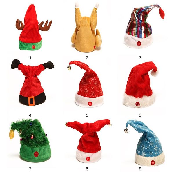 

christmas decorations ly elements electric hat singing hats with music cute plush toy for gift party xsd88