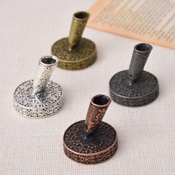 

1pcs retro carving pen case with base fix on table counter liquid ink pen cover holder signature insertion cases, Black;red