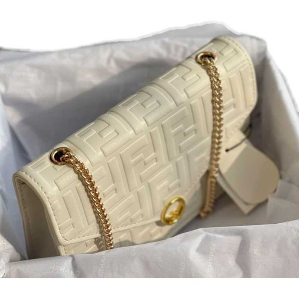 

cow leather embossed ff letter cross chain envelope bag cream white one shoulder women's versatile small square hand bags