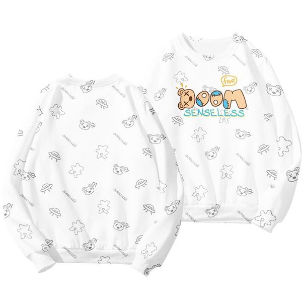 

men's hoodies & sweatshirts autumn spring men hip-hop streetwear trendy pullovers harajuku style round neck casual white print long sle, Black