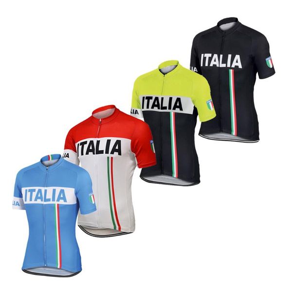 

racing jackets pro team cycling jersey men short sleeve italia black white blue breathable mtb bike wear clothing, Black;red