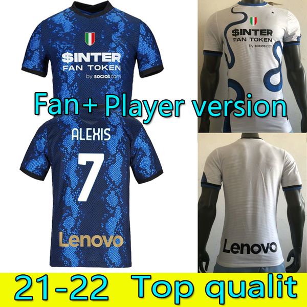

the lates fans player version 2021 2022 inter home away soccer jerseys lukaku lautaro eriksen alexis campioni jersey 21 22 milan vidal barel, Black;yellow