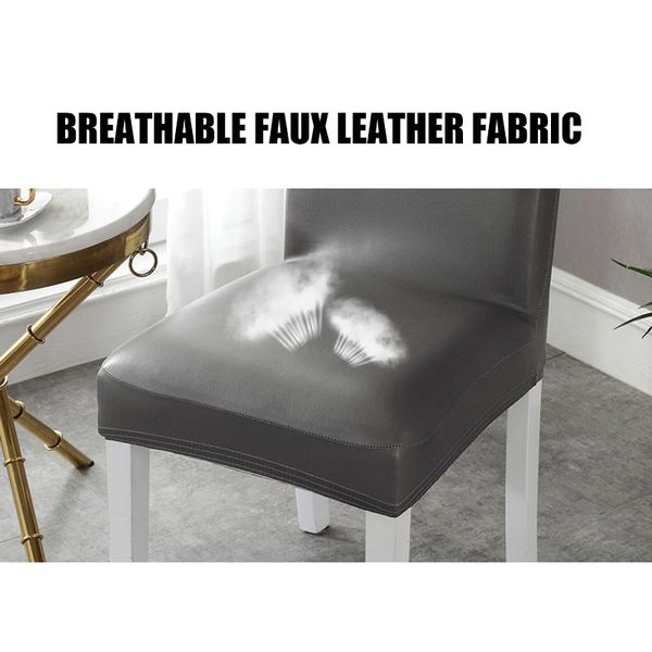

chair covers fashion cover stretch pu leather waterproof seat for dining office el sasi