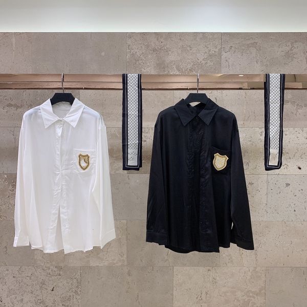 

2021 spring new small fragrance silk scarf bow sweet age reduction loose thin silk long sleeve shirt girl, White