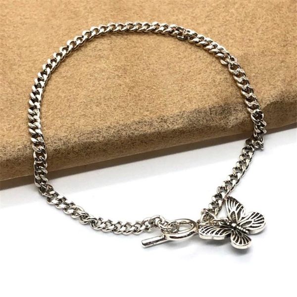 

charm bracelets vintage punk style tibetan silver butterfly bracelet for women female stylish animal engraved s925 sterling, Golden;silver