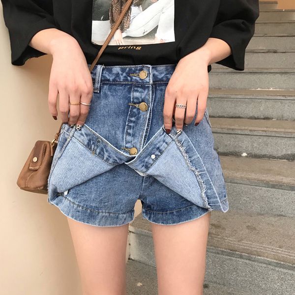 

new 2colors s-xl 2021 spring and summer high waist denim skirts korean style casual jeans shorts womens (78152) 9zx2, White;black