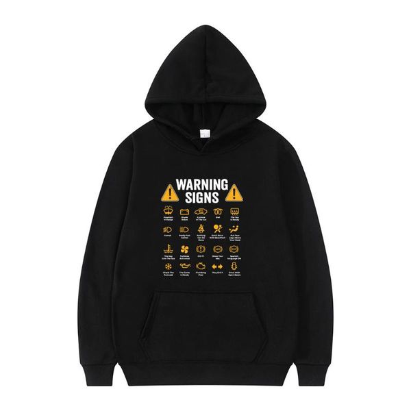 

men's hoodies & sweatshirts driving warning signs 101 auto mechanic gift driver retro simple print winter long-sleeved thick loose men, Black