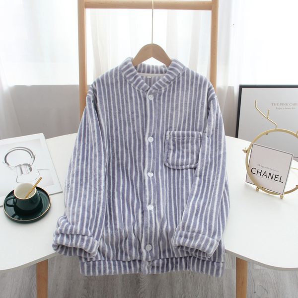 

2021 autumn winter new couple pajamas plus size home service striped pants men women flannel warm and thick sleep 15sp, Black;red
