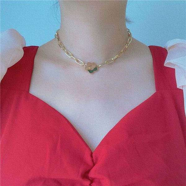 

hbp fashion ins style metal flower necklace korean minority design sense clavicle exaggerated neck chain choker, Silver