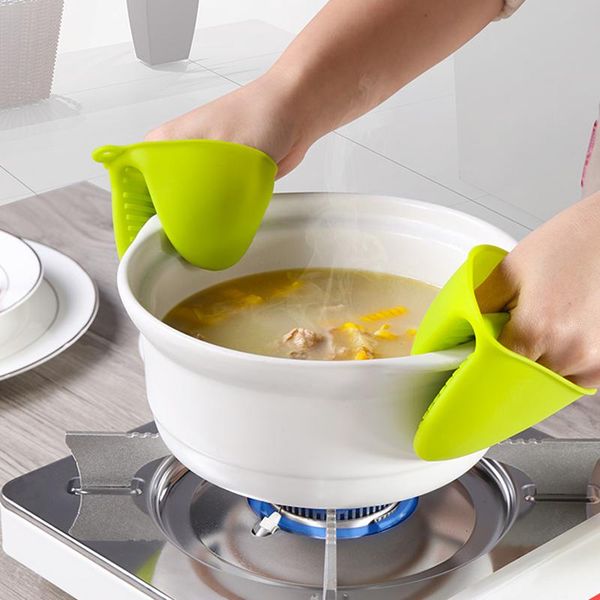 

kitchen microwave oven silicone resistant heat temperature gloves insulation anti scald hand clip bbq organizer accessories