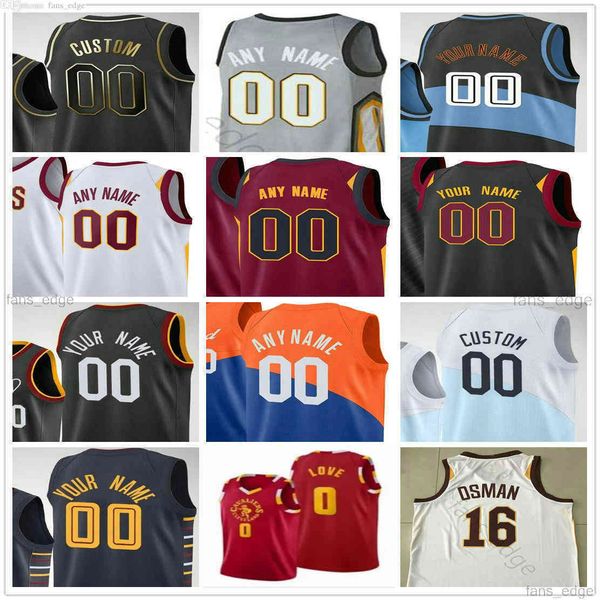 

2021 city 75th 2022 edition custom printed evan 4 mobley collin 2 sexton 16 osman 9 rubio men youth woman kids basketball jerseys, Black;red