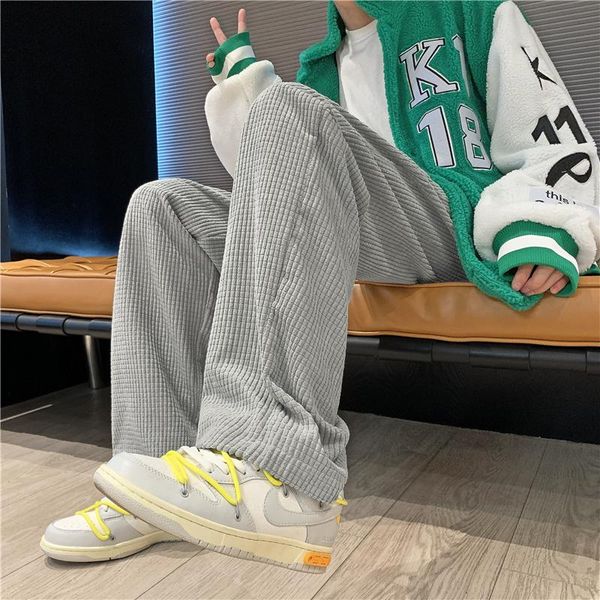 

men's pants fashion casual men streetwear loose hip-hop straight trousers mens, Black