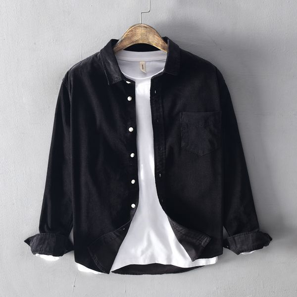 

2021 new 100% algodo primavera e outono pretas marca de manga longa para moda casual camisa dos homens camisas k5cc, White