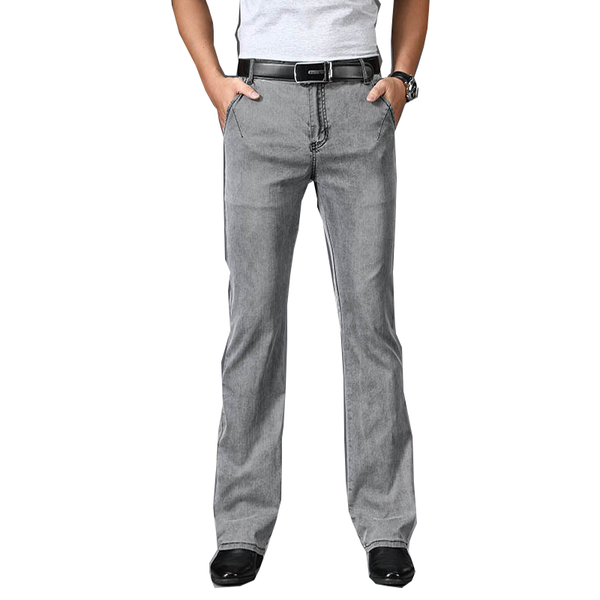 

men's pants pantalones vaqueros delgados de tela vaquera con corte bota para hombre, cintura elÃ¡stica cordÃ³n, transpirabl, Black