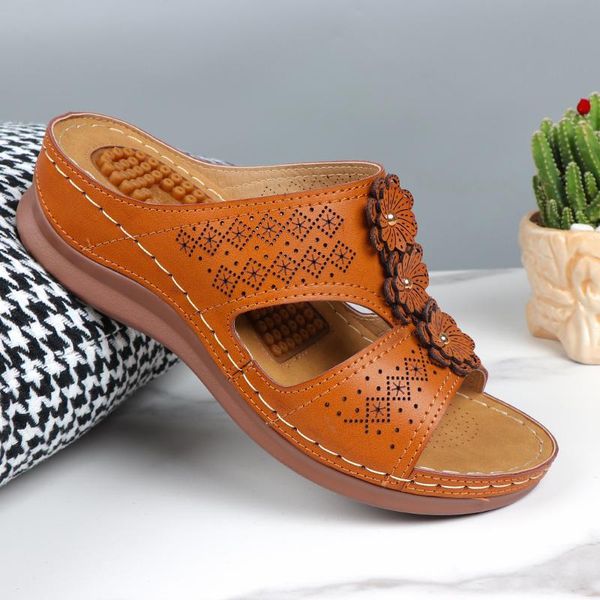 

women sandals summer wedge thick platform slipper women soft footwear massaged sole slipper sandalias de las mujeres, Black