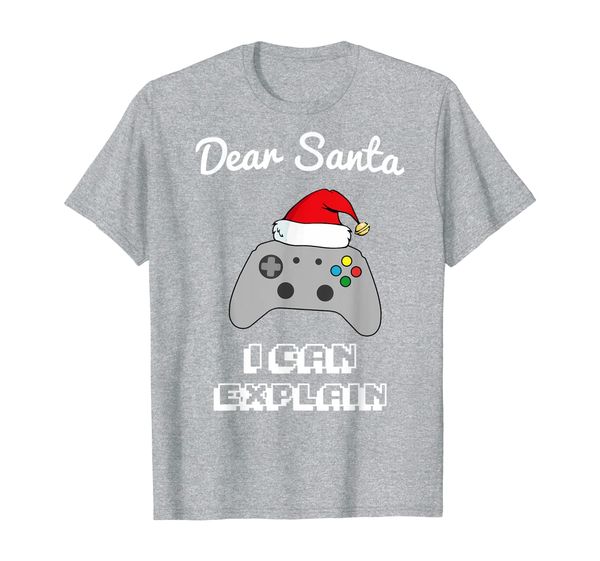 

funny dear santa i can explain video gamer t-shirt, White;black