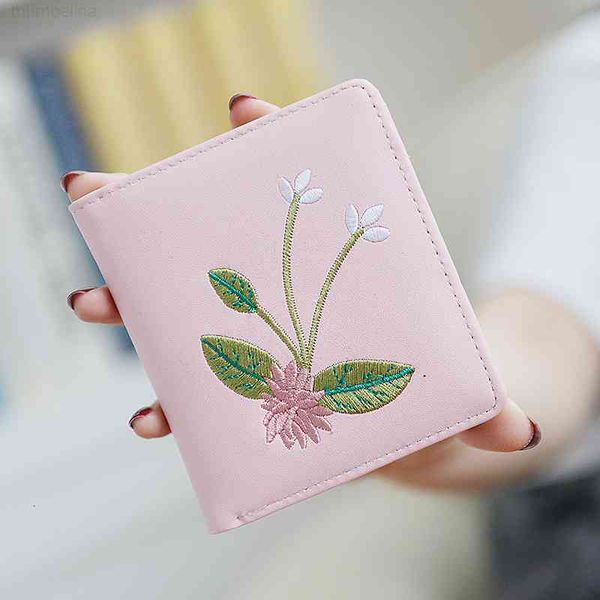 

wallet women's short 2021 korean embroidered zero thin mini cute, Red;black