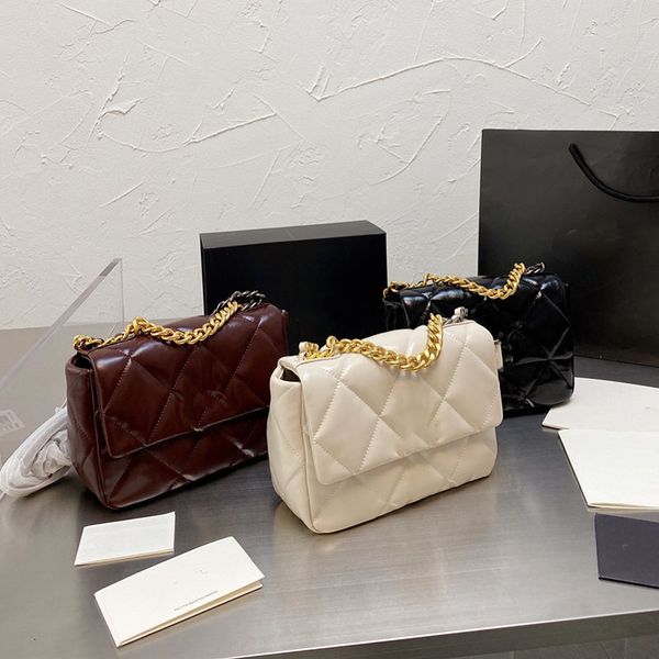 

genuine leather 26cm ss21 19series oil wax calfskin shoulder bags double chains ladies multi pochette desinger womens messenger