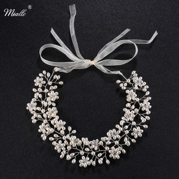 

hair clips & barrettes miallo wedding bride headbands fashion princess tiaras and crowns full pearls handmade vine jewelry accessories hairp, Golden;silver