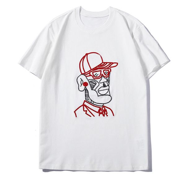 

fashion men stylist t shirt men women portrait print casual short sleeve black white fashion mens stylist tees, White;black