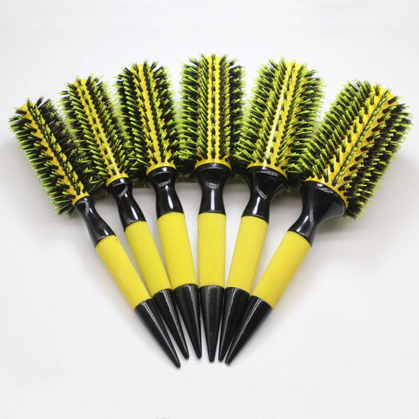 

wooden hair brush with boar bristle mix nylon styling tools professional round (6pcs/set), Silver