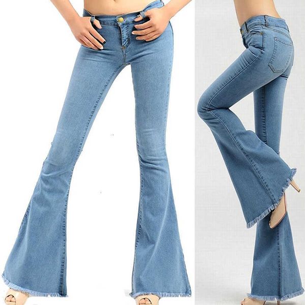 

spring 2021 womens new trousers europe the united states stretch horn jeans fringed jeans women female womens jeans pant, Blue