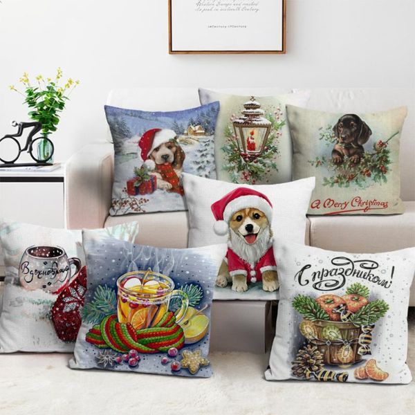 

cushion/decorative pillow christmas pillowcase dog cat animal cushion cover decoration home decorative case for living room bedroom