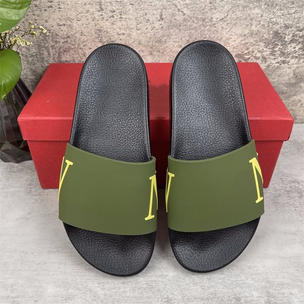 

2022[ with box] paris fashion slippers men's women's summer rubber sandals beach slide scuffsindoor shoes size eur 35-46, Black