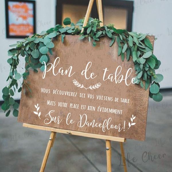 Plan de table Adesivo in vinile Decalcomanie da tavola per matrimoni Segno di pista da ballo Testi personalizzati Vinile murale Matrimonio Danza Citazione Art Decal 210310