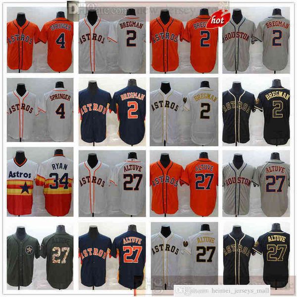 

2022 Season Baseball Jerseys Stitched 27 Jose 2 Alex Altuve Bregman 4 George 34 Nolan Springer Ryan Gold White Black Orange Gray Jersey, 2020 nk style