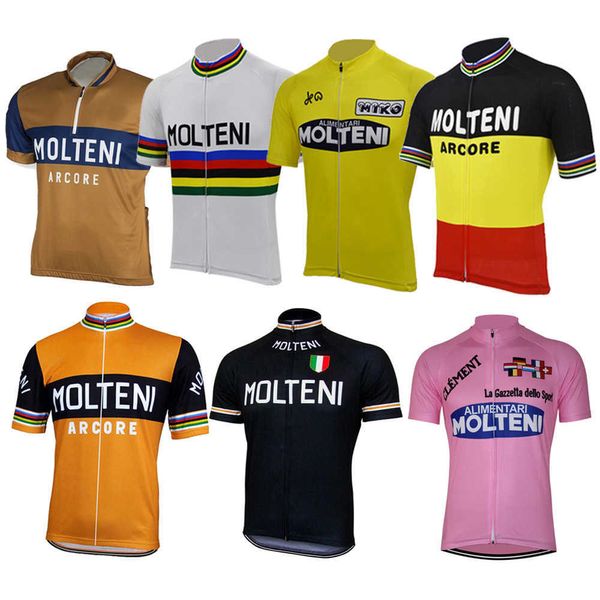 7 Stile Retro Molteni Herren Radtrikot Team Kurzarm Sommer Fahrradbekleidung Trikot Straßentrikot Radsportbekleidung H1020