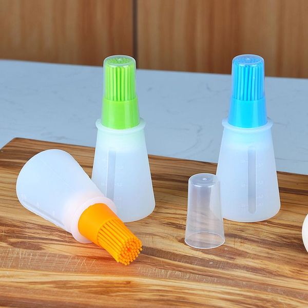 

tools & accessories 1 pcs basting brushes portable silicone oil bottle with brush liquid pastry kitchen baking tool for bbq