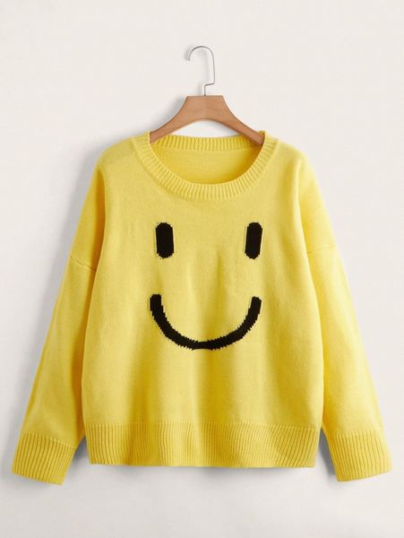 

plus cartoon pattern drop shoulder sweater m6aj#, Black