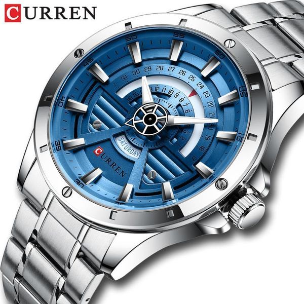 

watch curren luxury quartz watches for men casual stainless steel auto date wristwatch relogio masculino wristwatches, Slivery;brown