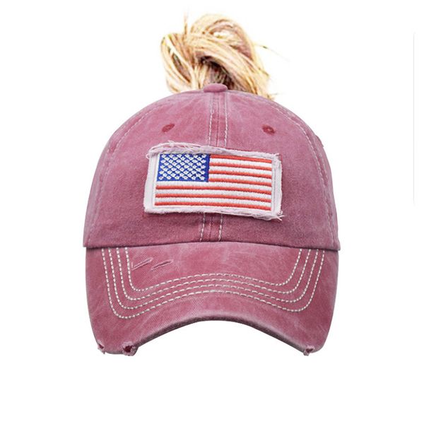 Partyhüte für Erwachsene, Baumwolle, gewaschen, Pferdeschwanz-Hut, Nationalflagge, bestickte Baseballkappe, Outdoor, Sonne, Sport, USA, festliche Snapback-Kappe für Damen und Herren, Accessoires