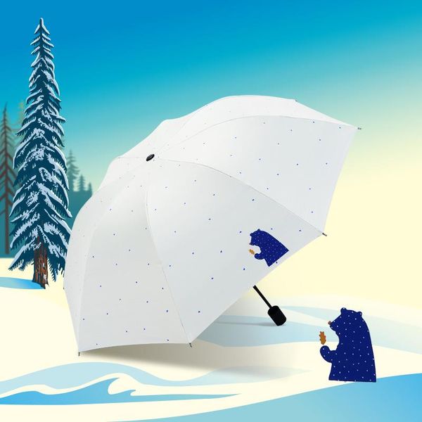 

umbrellas folding umbrella cartoon pattern sunscreen anti-ultraviolet sun three fold portable sunny rain strong