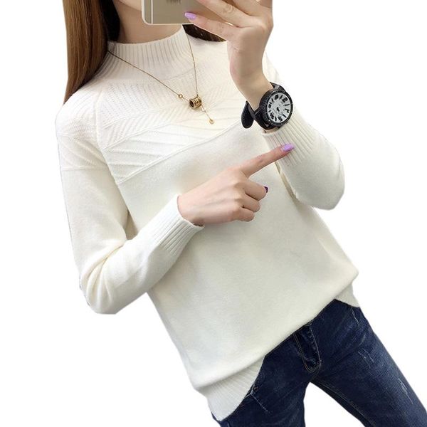 

women's sweaters turtleneck sweater women fashion 2021 autumn winter white knitted pullovers long sleeve jumper pull femme clothing, White;black