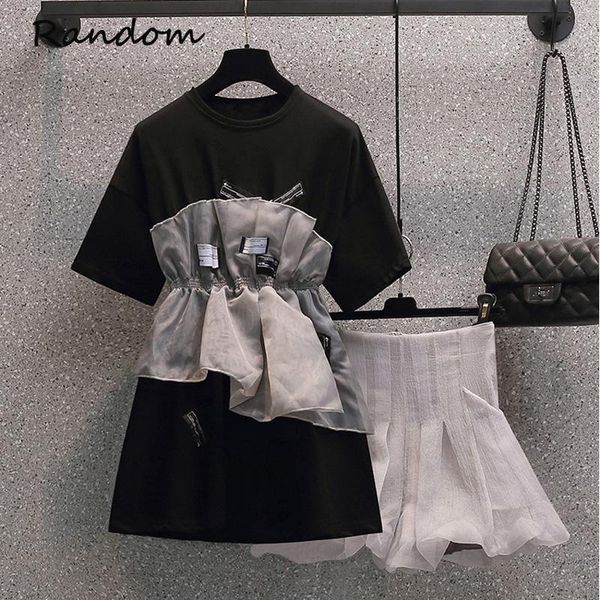 

women's tracksuits 2021 summer women sweet suit plus size mesh long t shirt dress and short pant two piece set fashion street clothes o, Gray