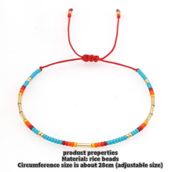

beaded, strands rainbow beaded bracelet couple jewelry beads hand-woven ethnic style for girls bohemia women, Black